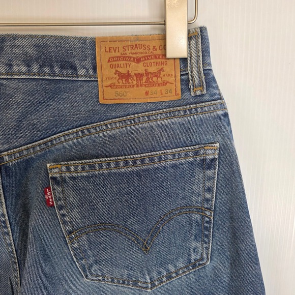 Levi 560 Jeans Mens W34 L33 Blue Denim Comfort Fit Straight Leg Zip Fly Casual - Picture 6 of 14